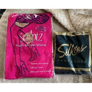 Nylon Pantyhose Lot Of Two Vintage Scuptz‎ Silkies X-Tall